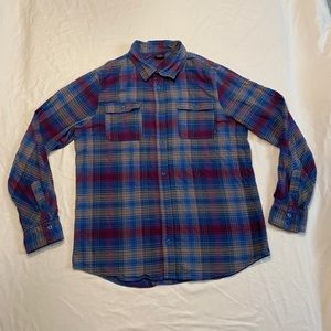 Men's Blue and Red Plaid Shirt